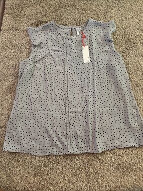 Elle Gray Polka Dot Cap Sleeve Blouse XXL
